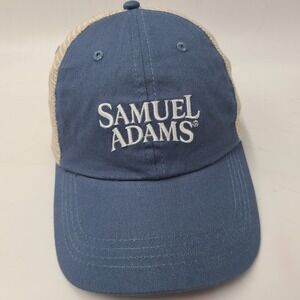 Samuel Adams Hat Snapback Trucker Mesh Blue Beige Beer Brewery Logo Casual Men